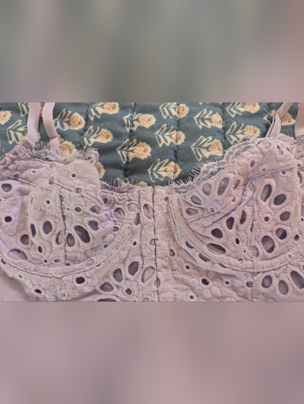 Anthropologie The Giselle Lace Bustier Eyelet Edition Lavender sz S Flirty - Picture 4 of 12
